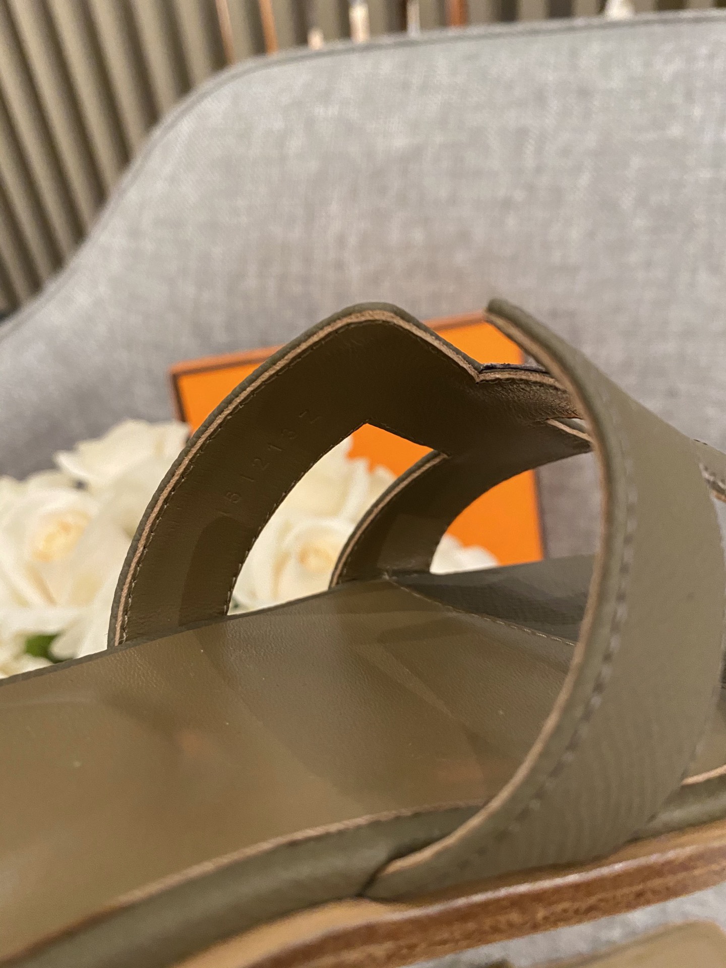 H**mes slippers in caviar leather