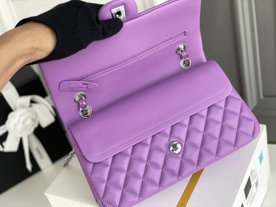 Ch@nel Flap Bag-Lambskin Leather-25CM