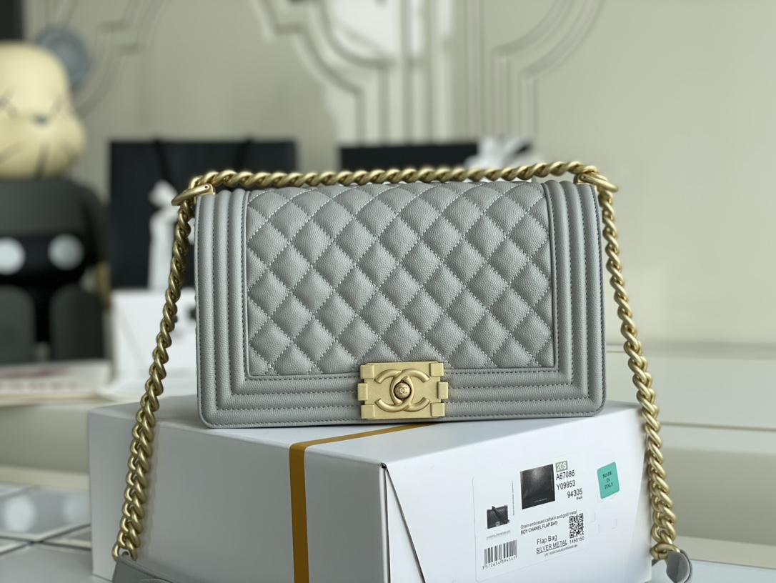 Ch@nel Boy Bag-Caviar-25CM