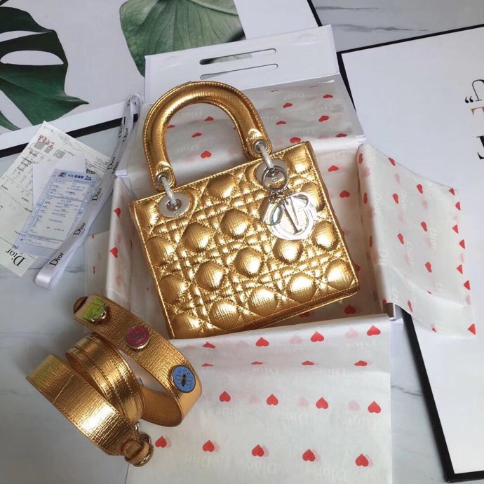 lady D*or bag-gold hardware-20*16.5*8cm