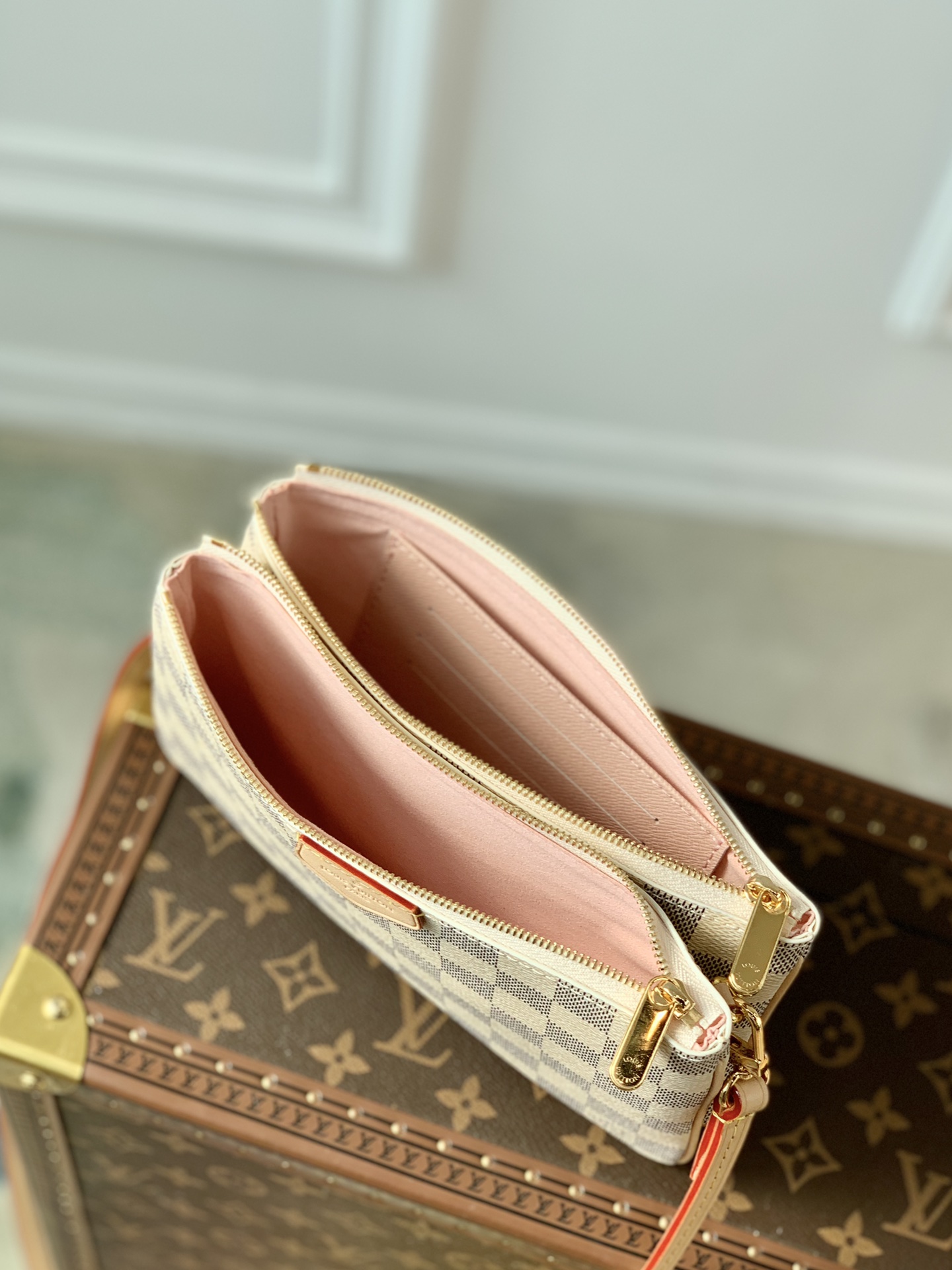 l0*is V*t0n m80084 pochette double zip bag -20*12.5*3cm