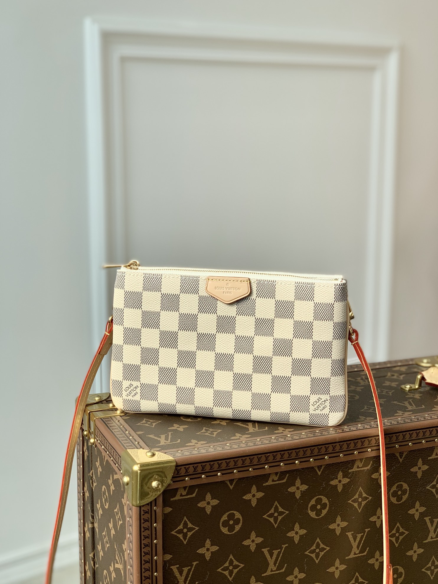l0*is V*t0n m80084 pochette double zip bag -20*12.5*3cm