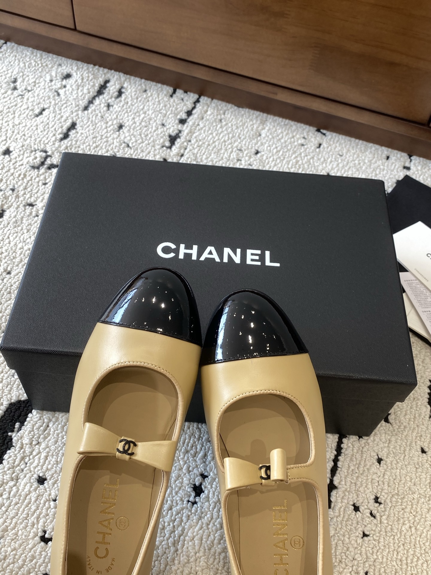 Chan*el Patent Calfskin Mary Janes Flats
