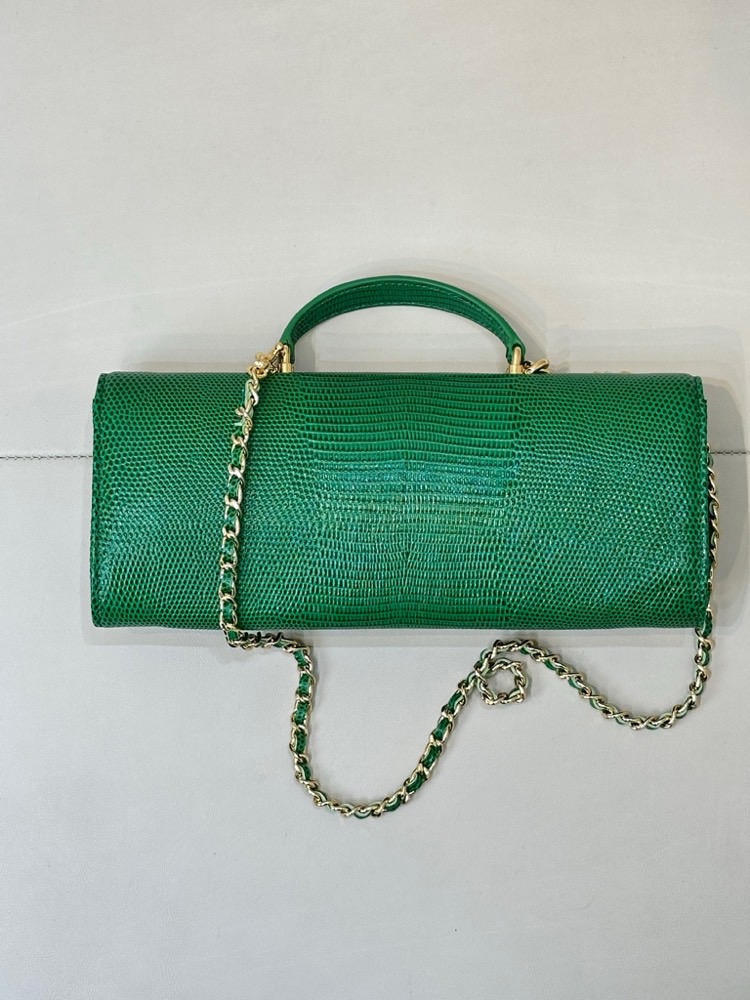 Ch@nel Calfskin Lizard Embossed Top Handle-25×10×3CM