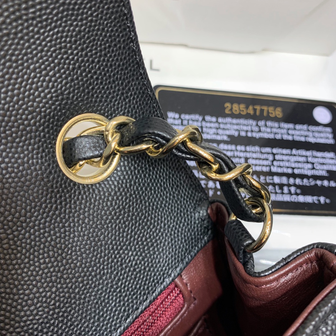 Ch@nel Flap Bag-Caviar-Gold Hardware-20CM