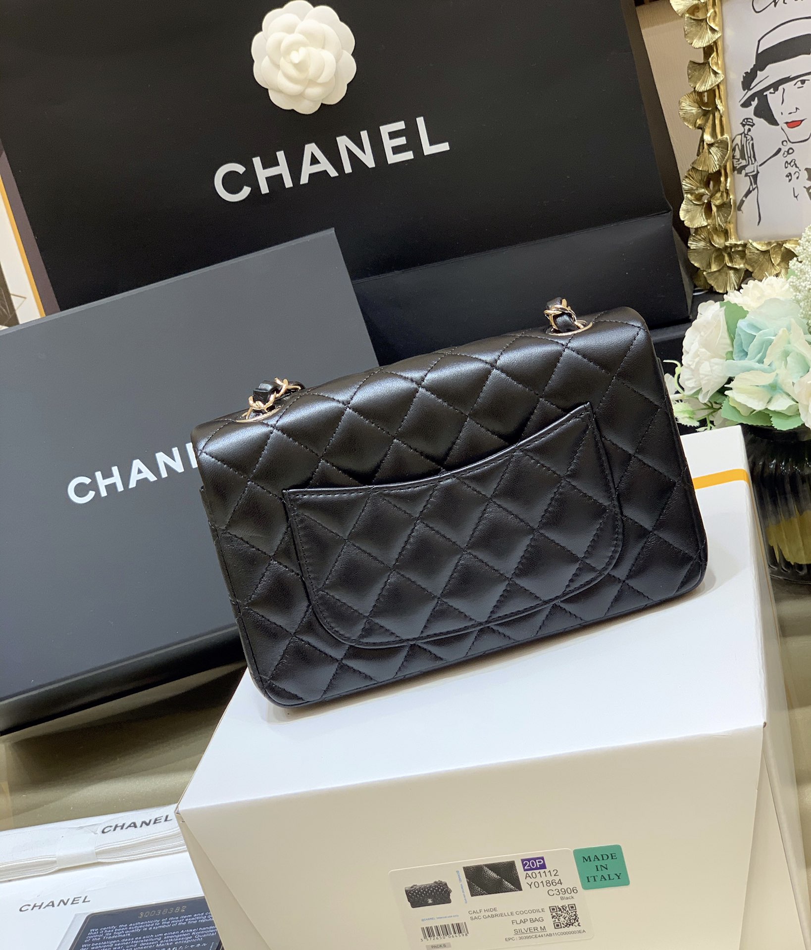 Ch@nel Flap Bag-Lambskin-Silver Hardware-20CM