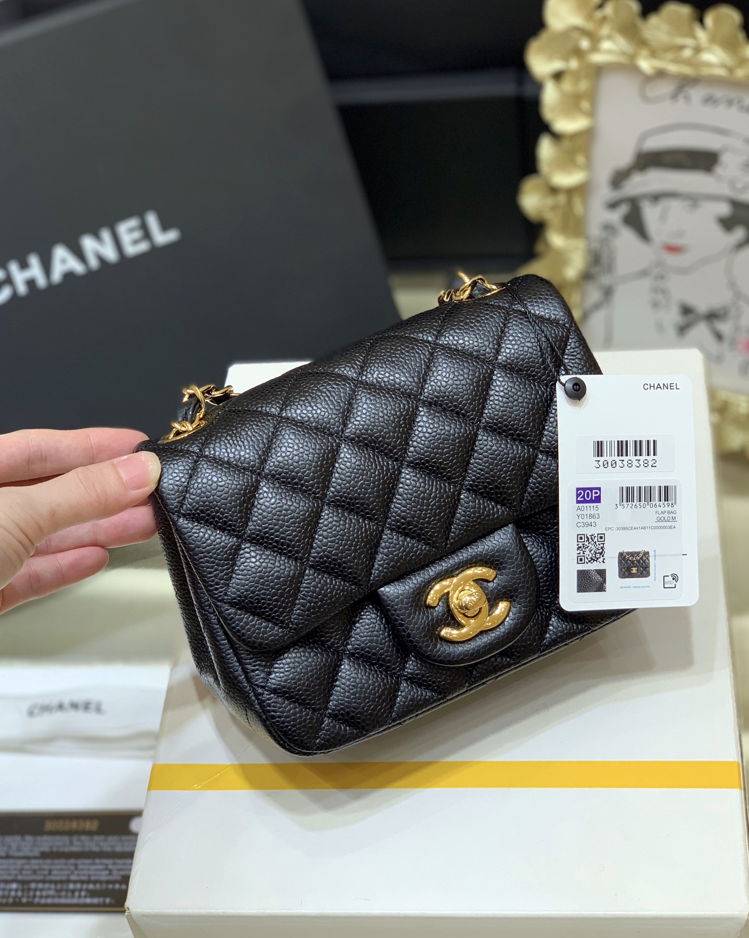Ch@nel Flap Bag-Caviar-17CM