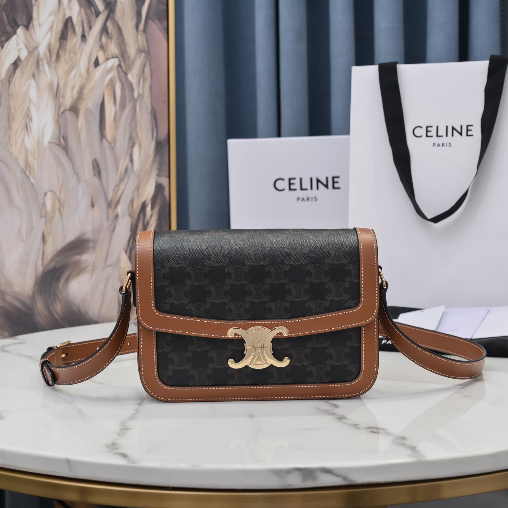 Celin Triomphe Shoulder Bag-22.5x16.5x7.5CM