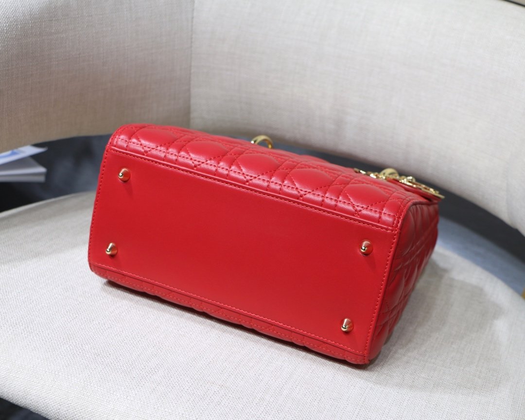 lady D*or handle bag with gold hardware-24cm