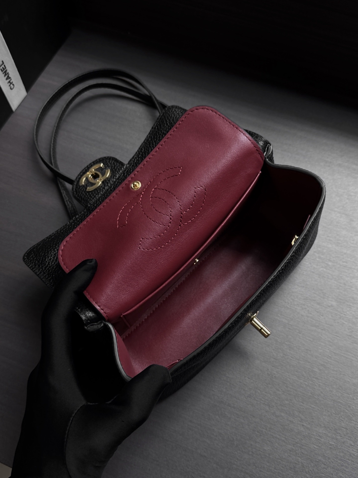 Ch@nel Mini Flap Bag, Grained Calfskin-13*20*6CM