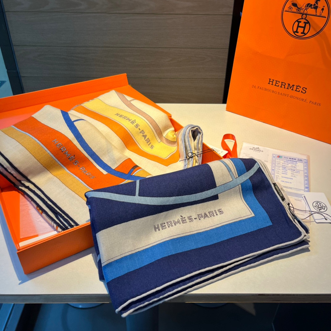 H**mes square towel-140*140cm