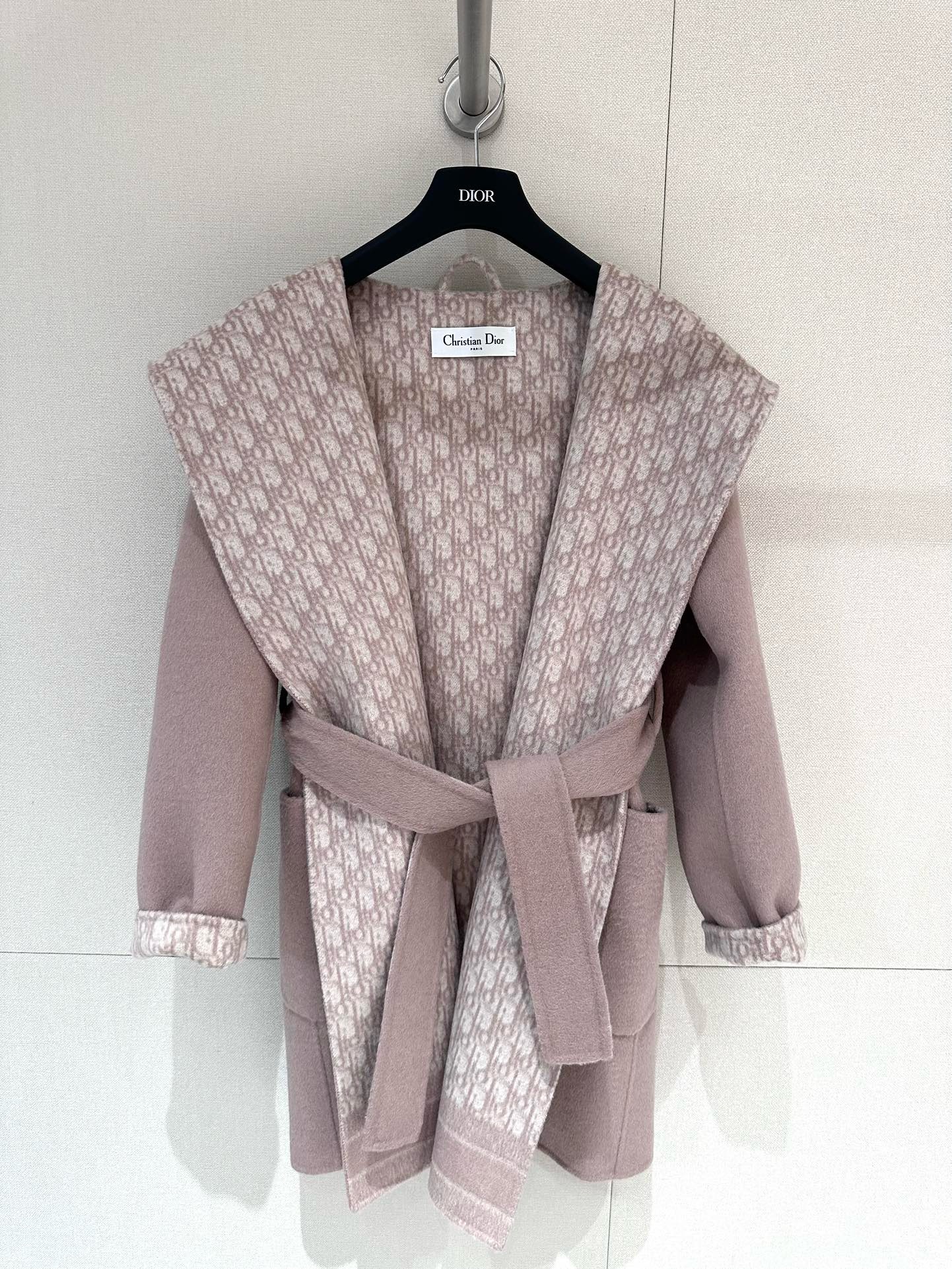 D*or Short Hooded Coat with Belt Rose des Vents Double-Sided