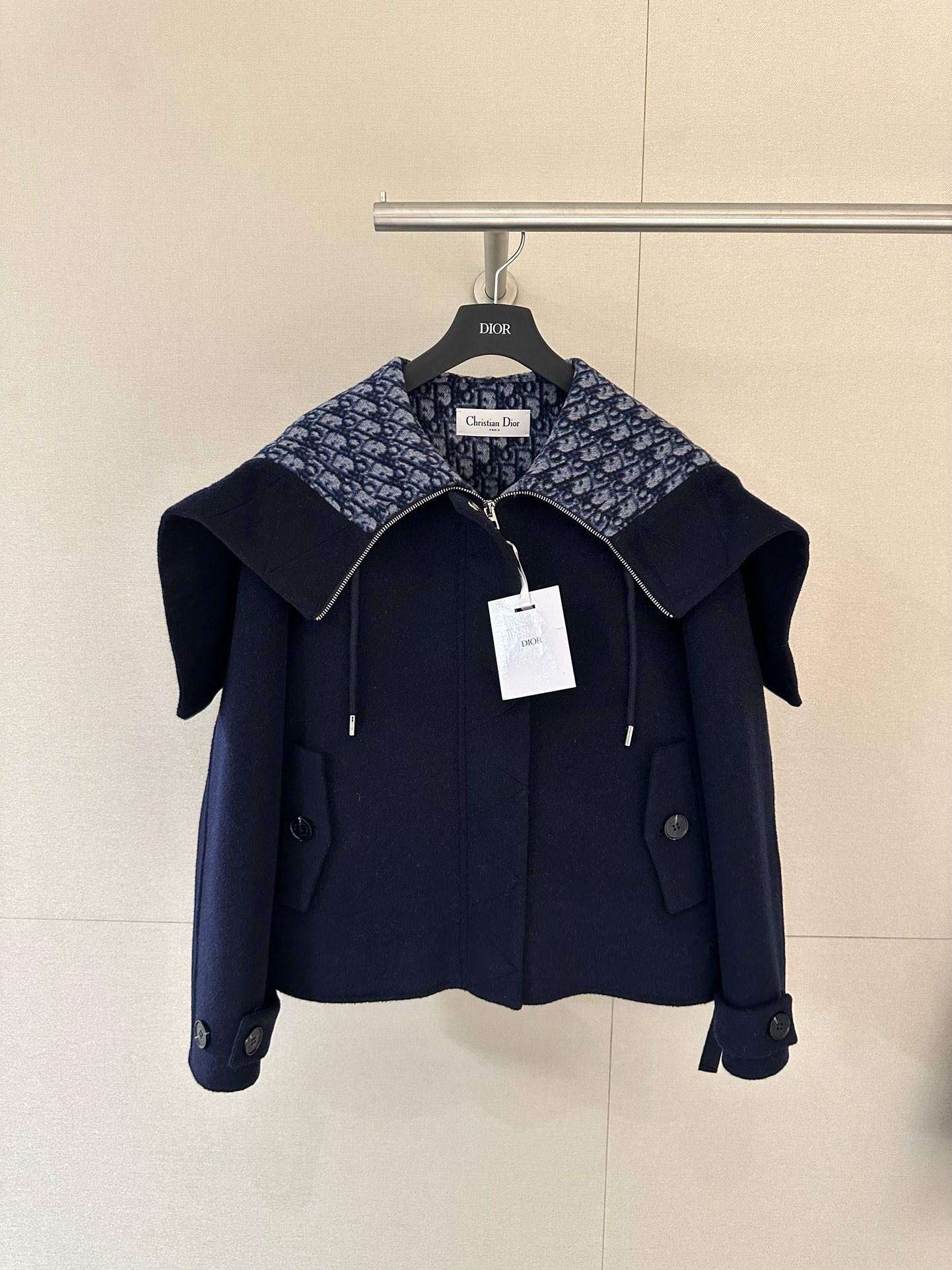 Di*r Navy Oblique Wool Jacket