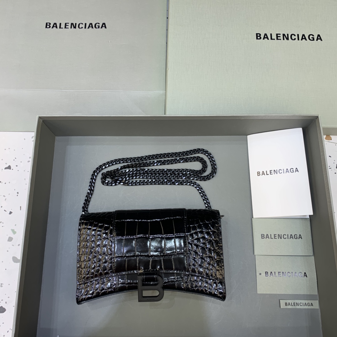 Ba*len*cia*ga hourglass wallet on chain-19*4*12cm