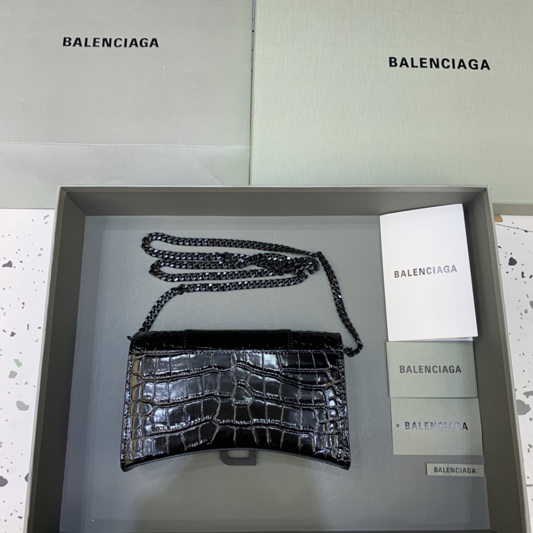 Ba*len*cia*ga hourglass wallet on chain-19*4*12cm