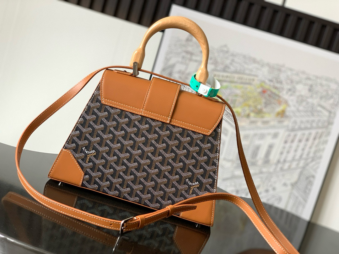 Go*ard coated canvas and leather saigon top handle bag-20*12*28cm