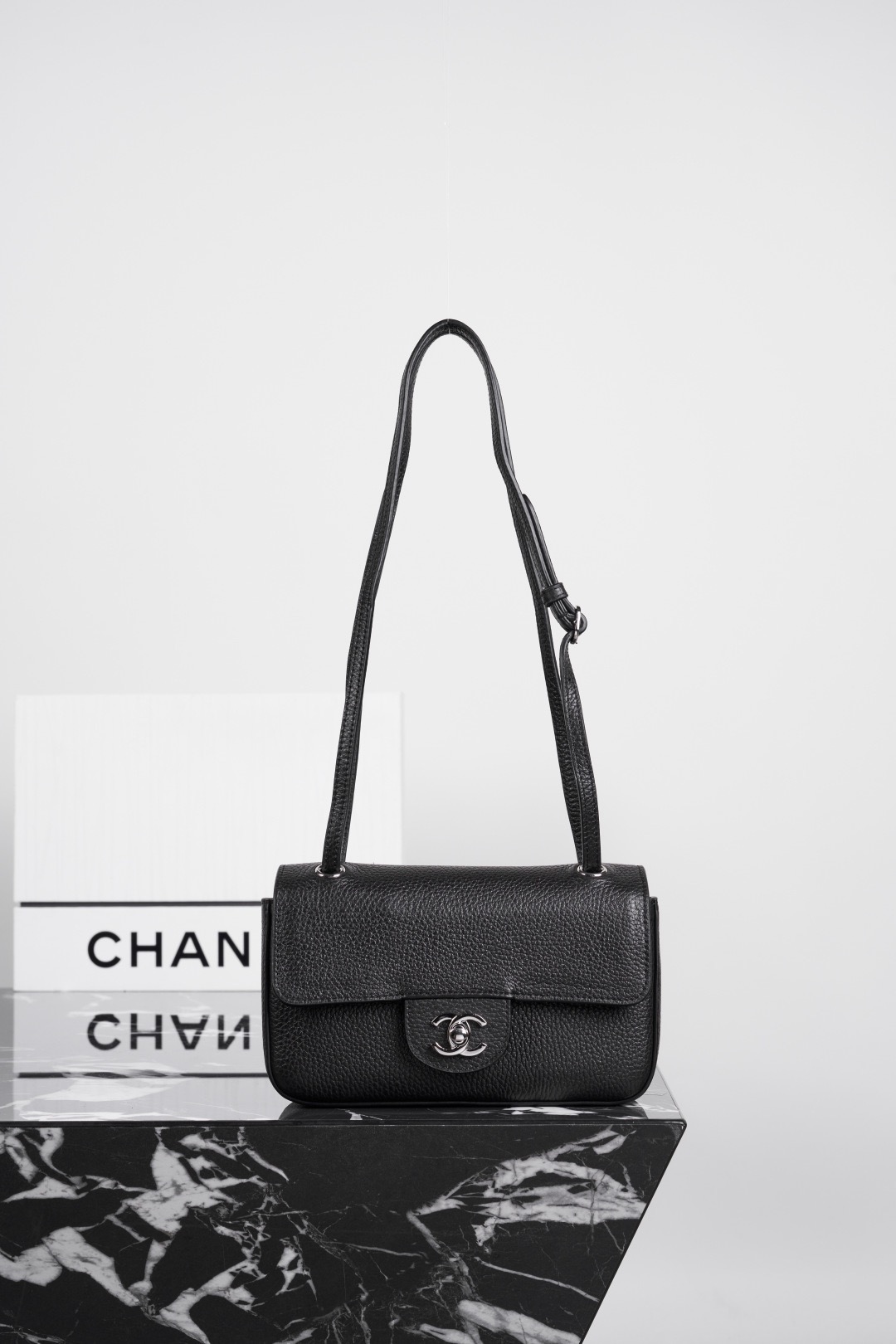 Ch@nel Mini Flap Bag, Grained Calfskin-13*20*6CM