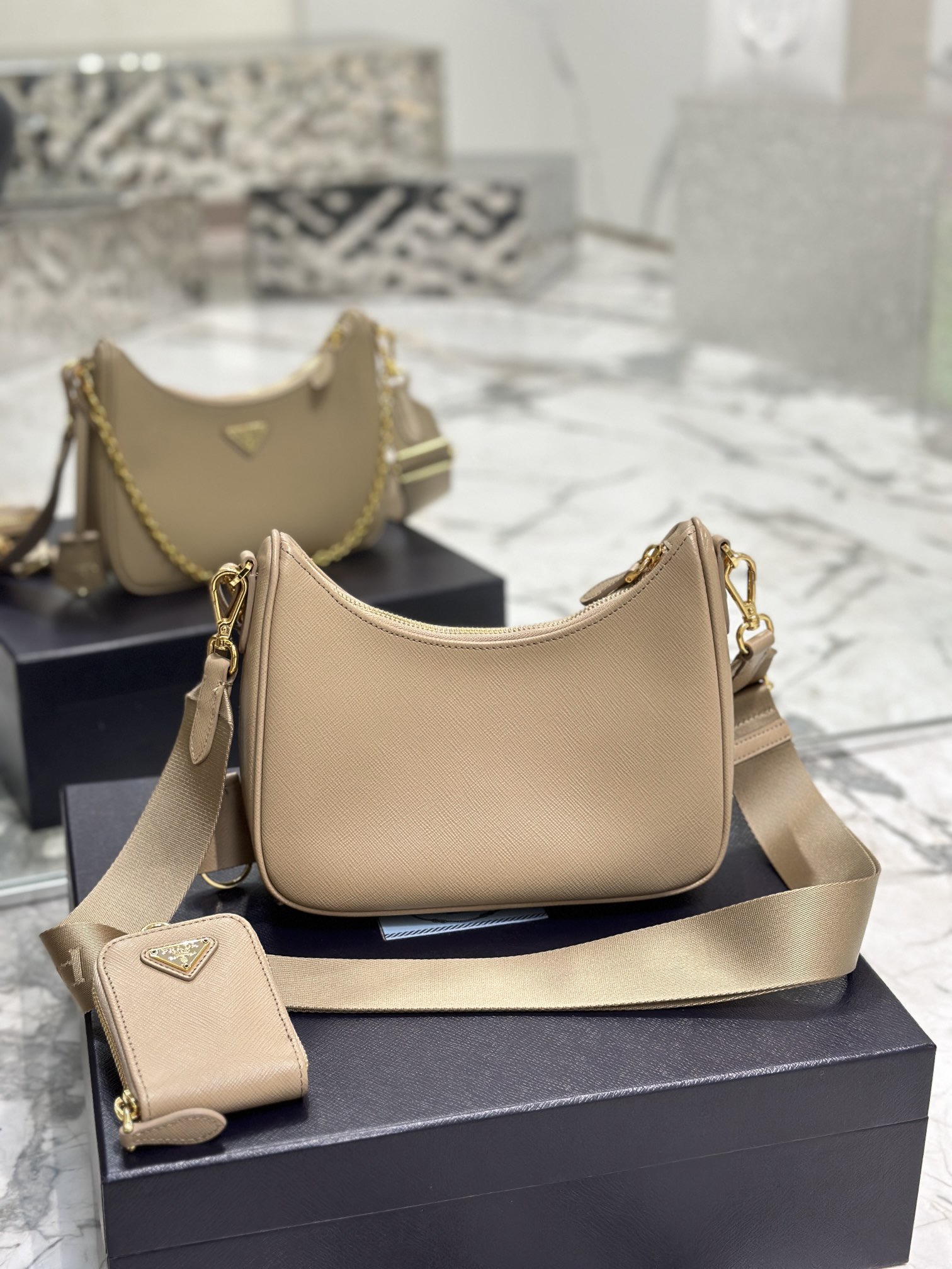 Pra*a nylon hobo bag-bh204 -23*17*6.5cm