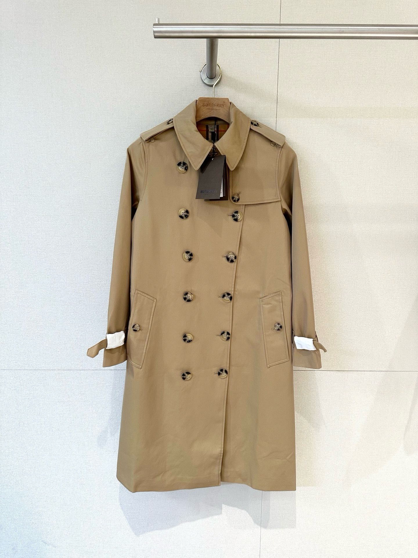 Bv*b*rry Long Silk Cotton Foxfield Trench Coat
