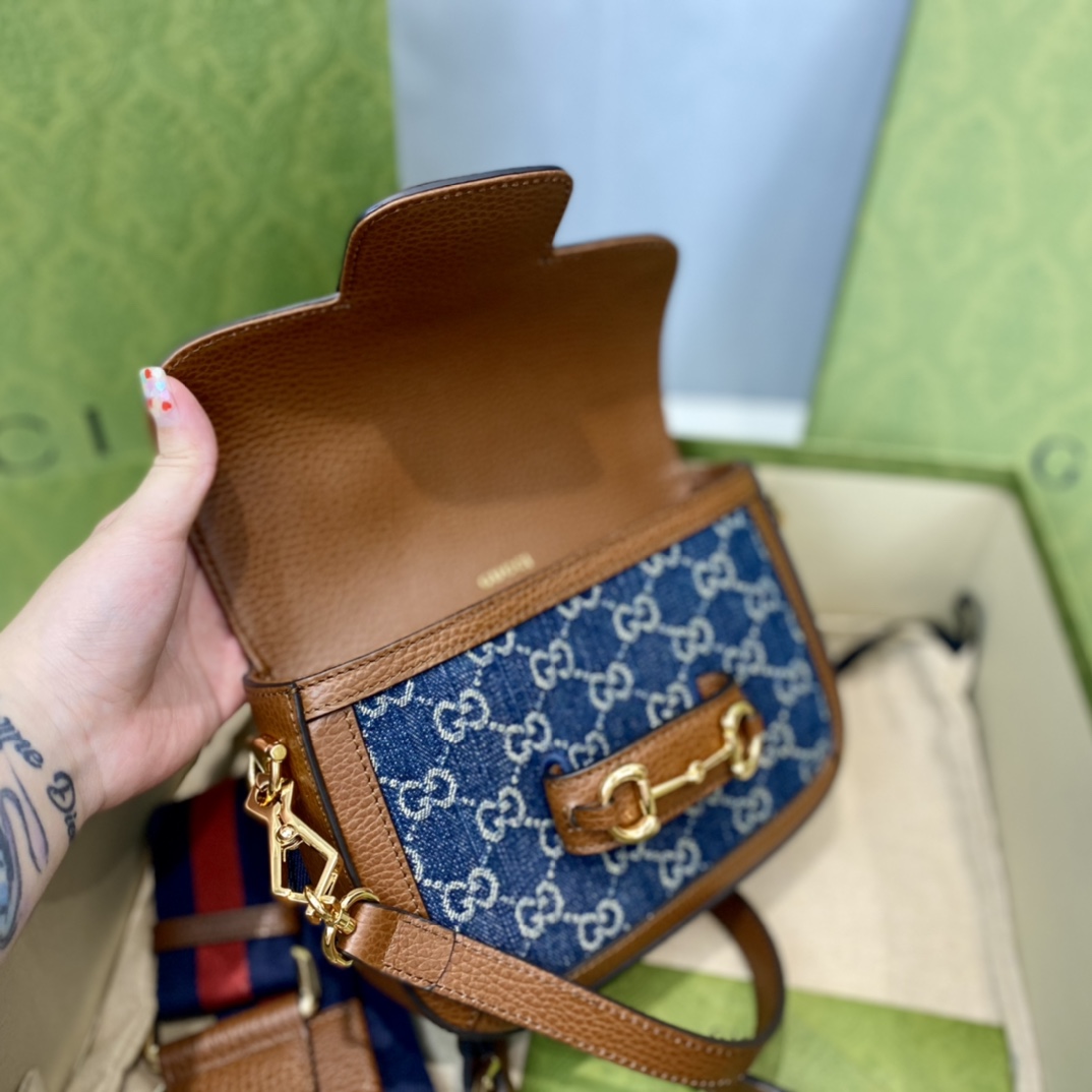 G*u*i 1955 horsebit shoulder bag-20.6*14.4*5.1cm