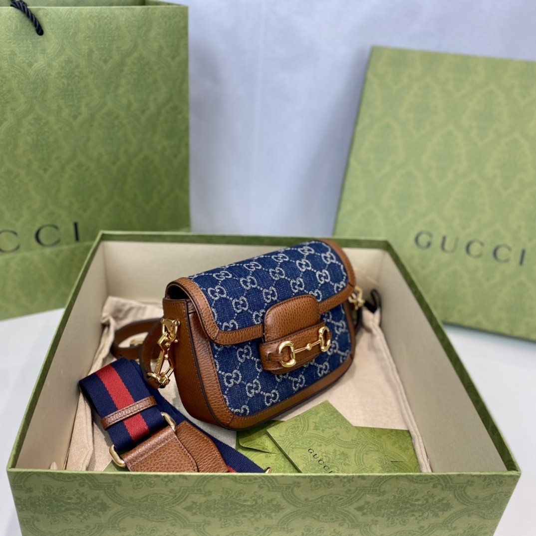 G*u*i 1955 horsebit shoulder bag-20.6*14.4*5.1cm