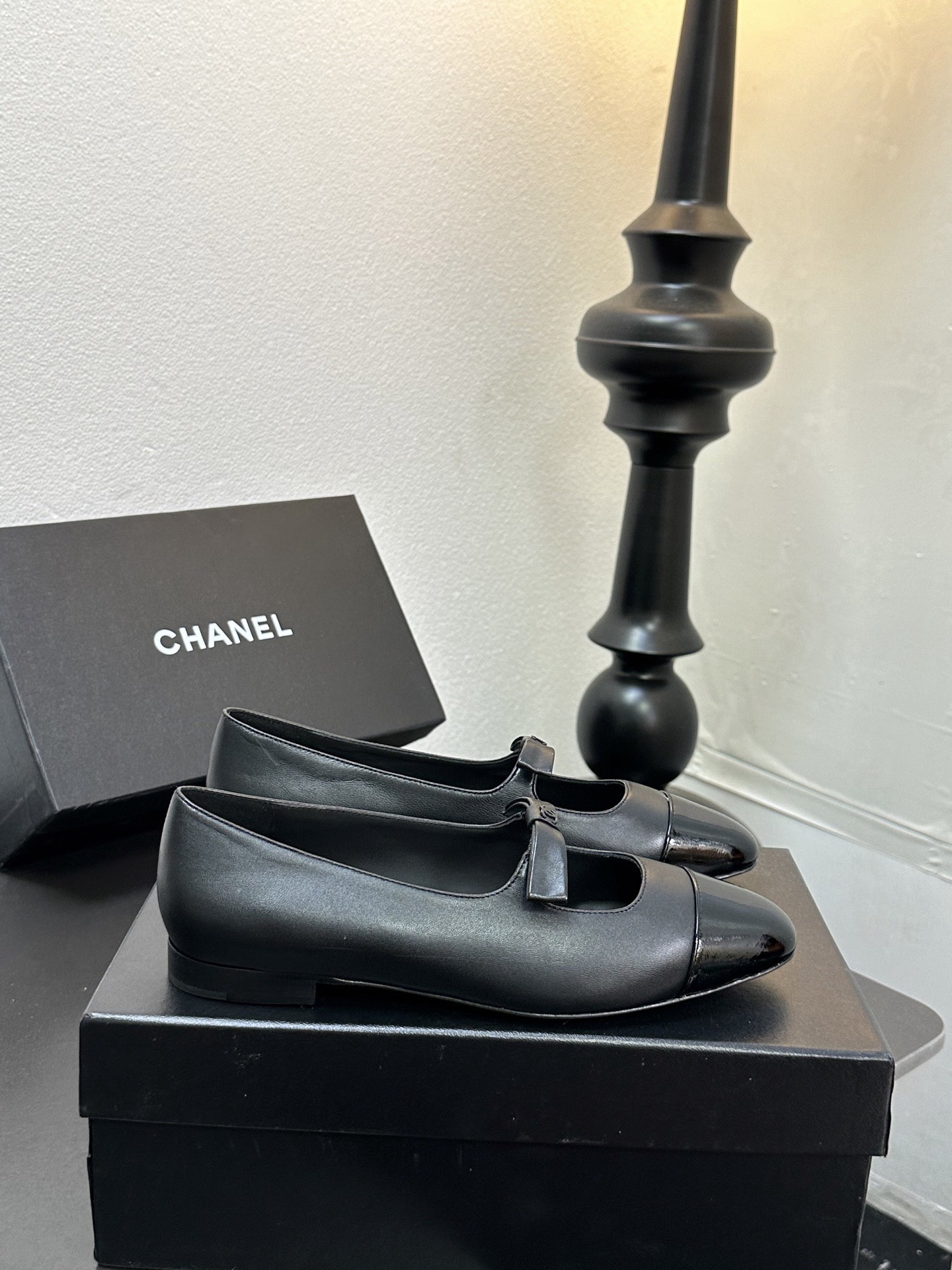 Chan*el Patent Calfskin Mary Janes Flats