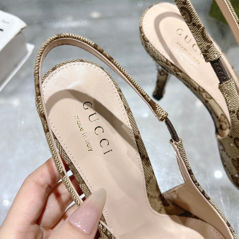 Gv*c* Horsebit Slingback Pumps In GG Canvas-8.5CM