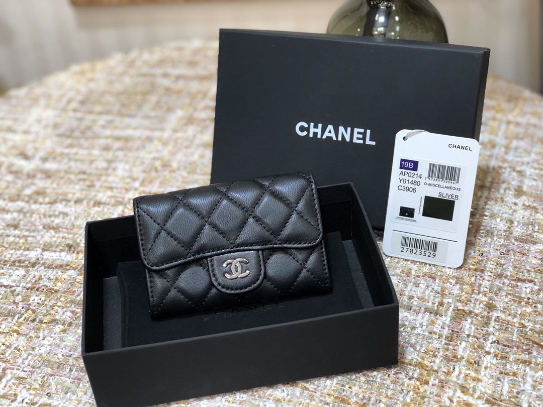 Ch@nel Wallet-Silver Harware-Lamskin-11*10CM