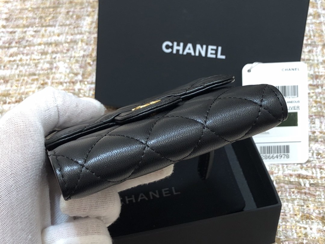 Ch@nel Wallet-Gold Harware-Lamskin-11*10CM