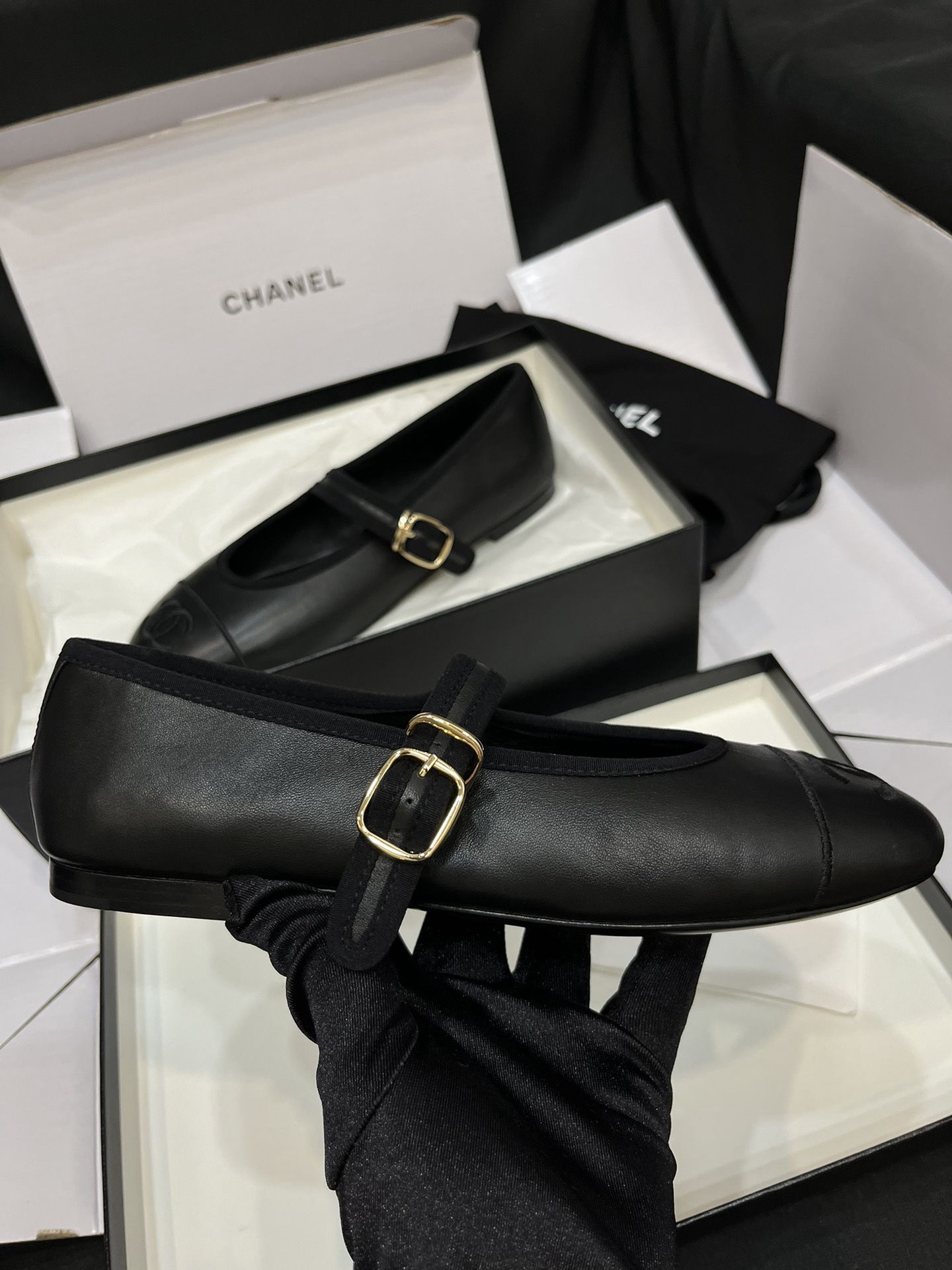 Cha*el Lambskin Mary Jane Flats