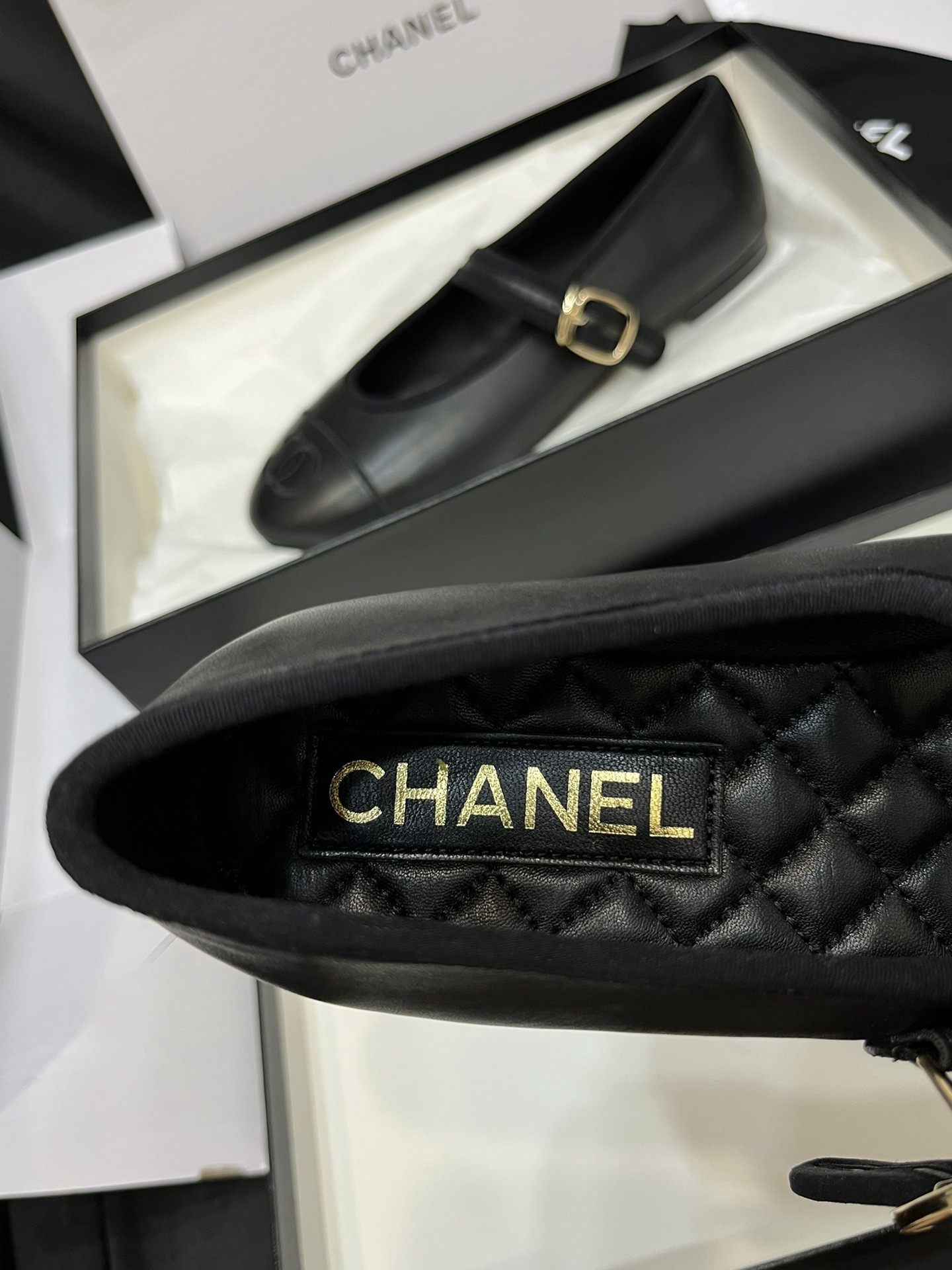 Cha*el Lambskin Mary Jane Flats