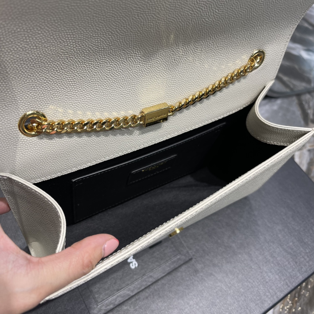 Y*L medium in grain de pouder embossed leather-24*14.5*5.5cm