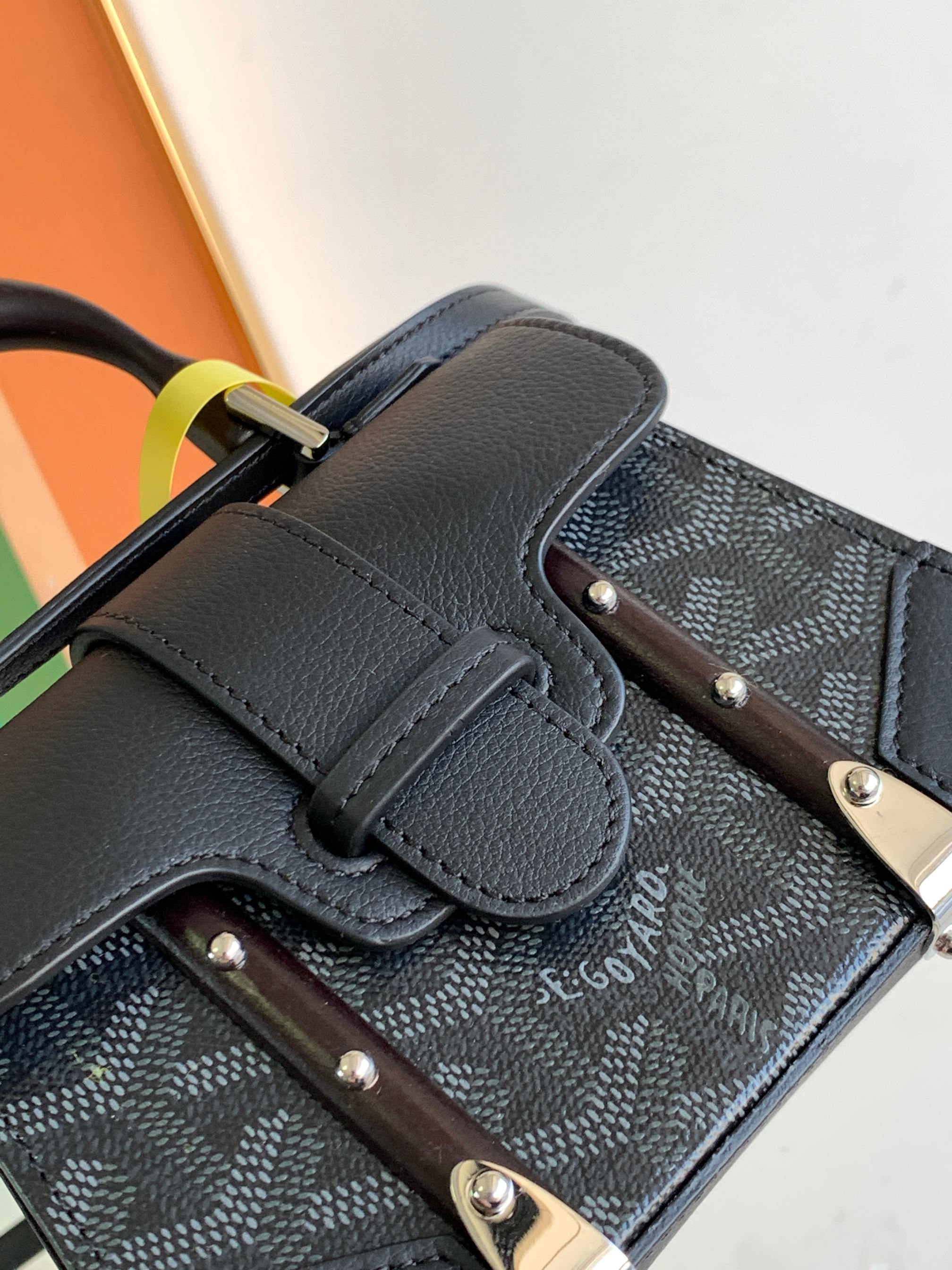 Go*ard coated canvas and leather saigon top handle bag-11.5x7x14.5cm
