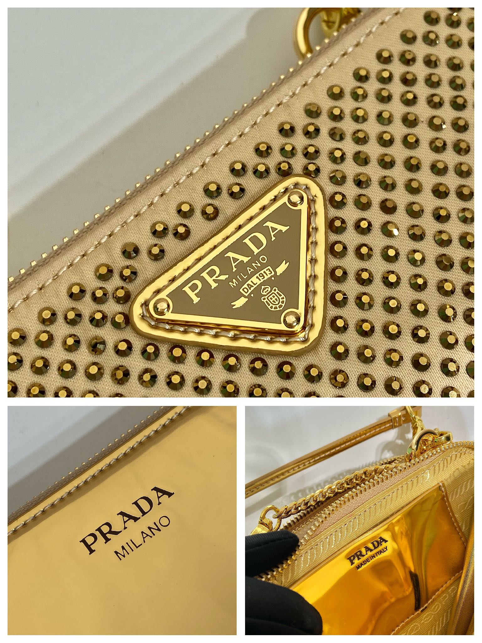 Pra*a 1nr015 double triangle bag -15*10*5cm