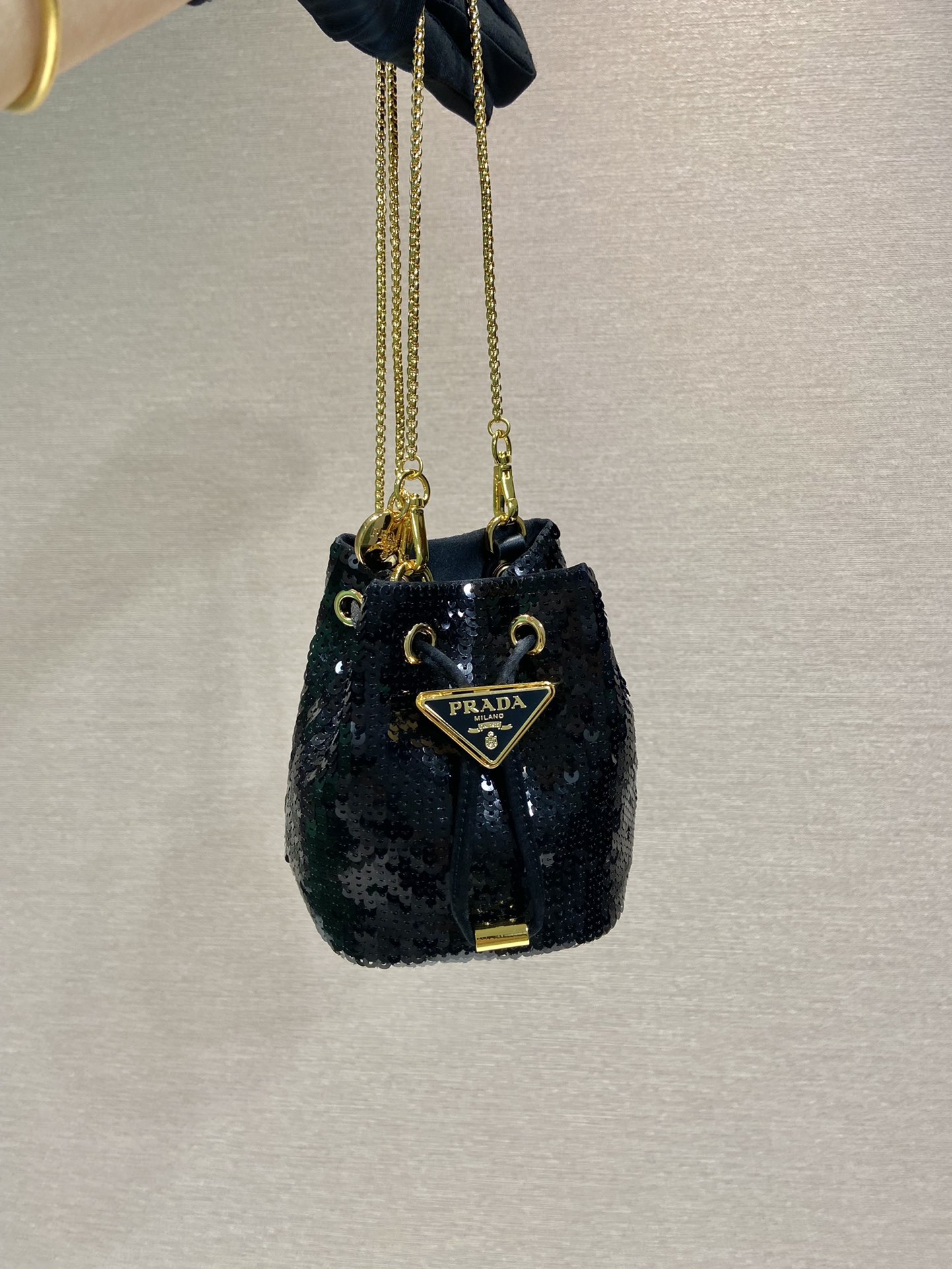 Pra*a sequin bucket 1nr016 bag-10*12*7cm