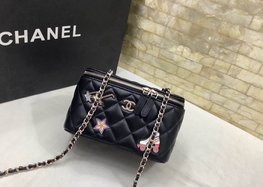 Ch@nel Cosmetic Bag-Lambskin-17*9.5*8CM
