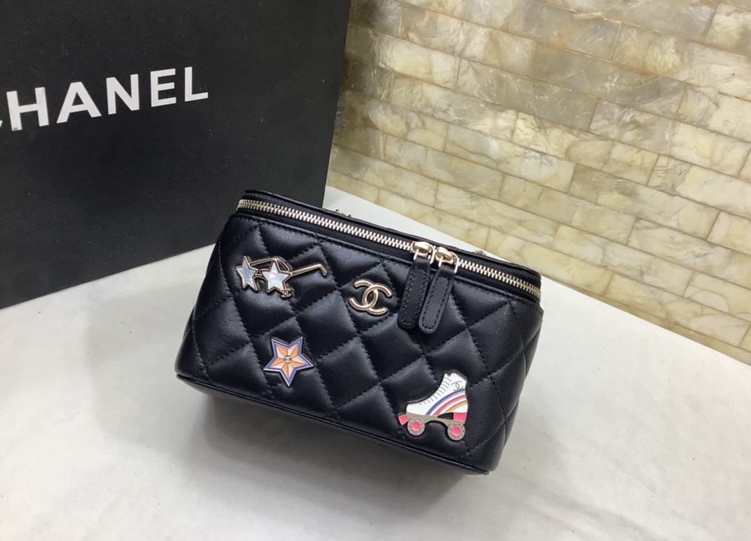Ch@nel Cosmetic Bag-Lambskin-17*9.5*8CM