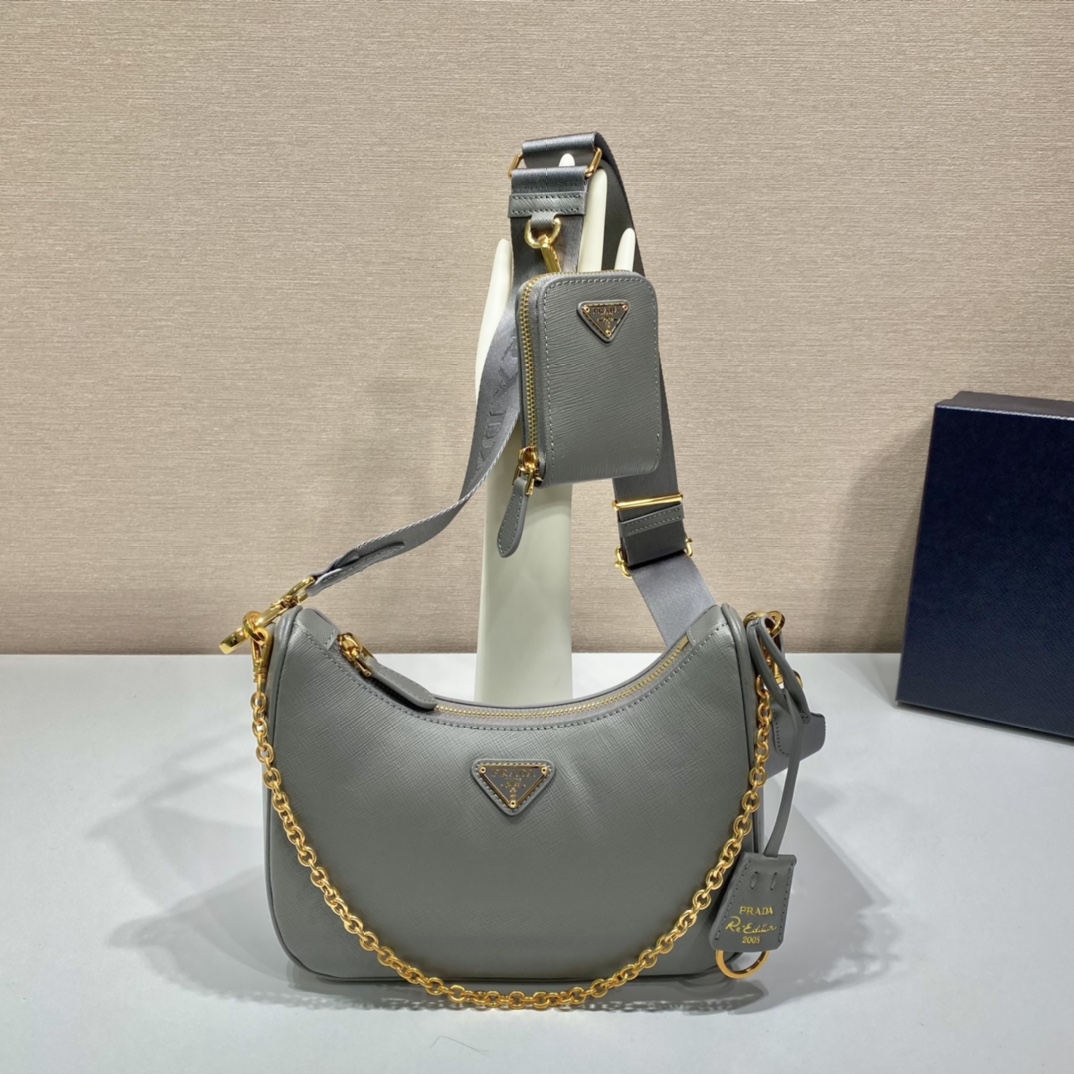 Pra*a nylon hobo bag-bh204 -23*17*6.5cm