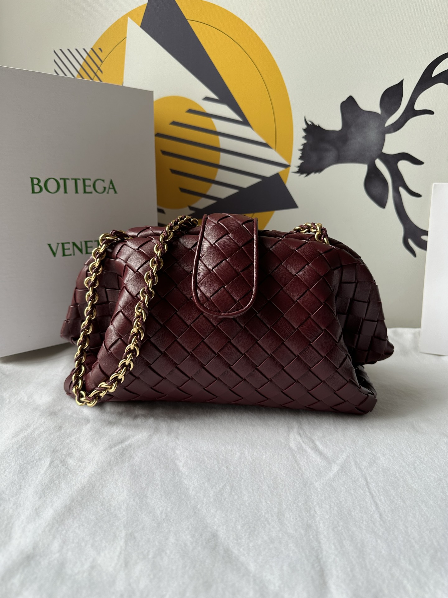 b0tte*a Ven*ta lauren 1980 teen leather clutch-31.5*16.5*11cm