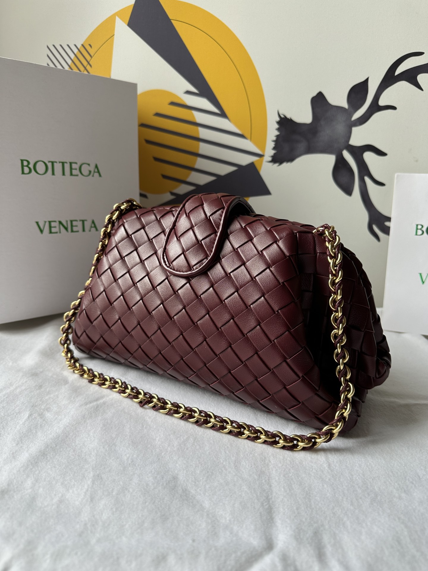 b0tte*a Ven*ta lauren 1980 teen leather clutch-31.5*16.5*11cm