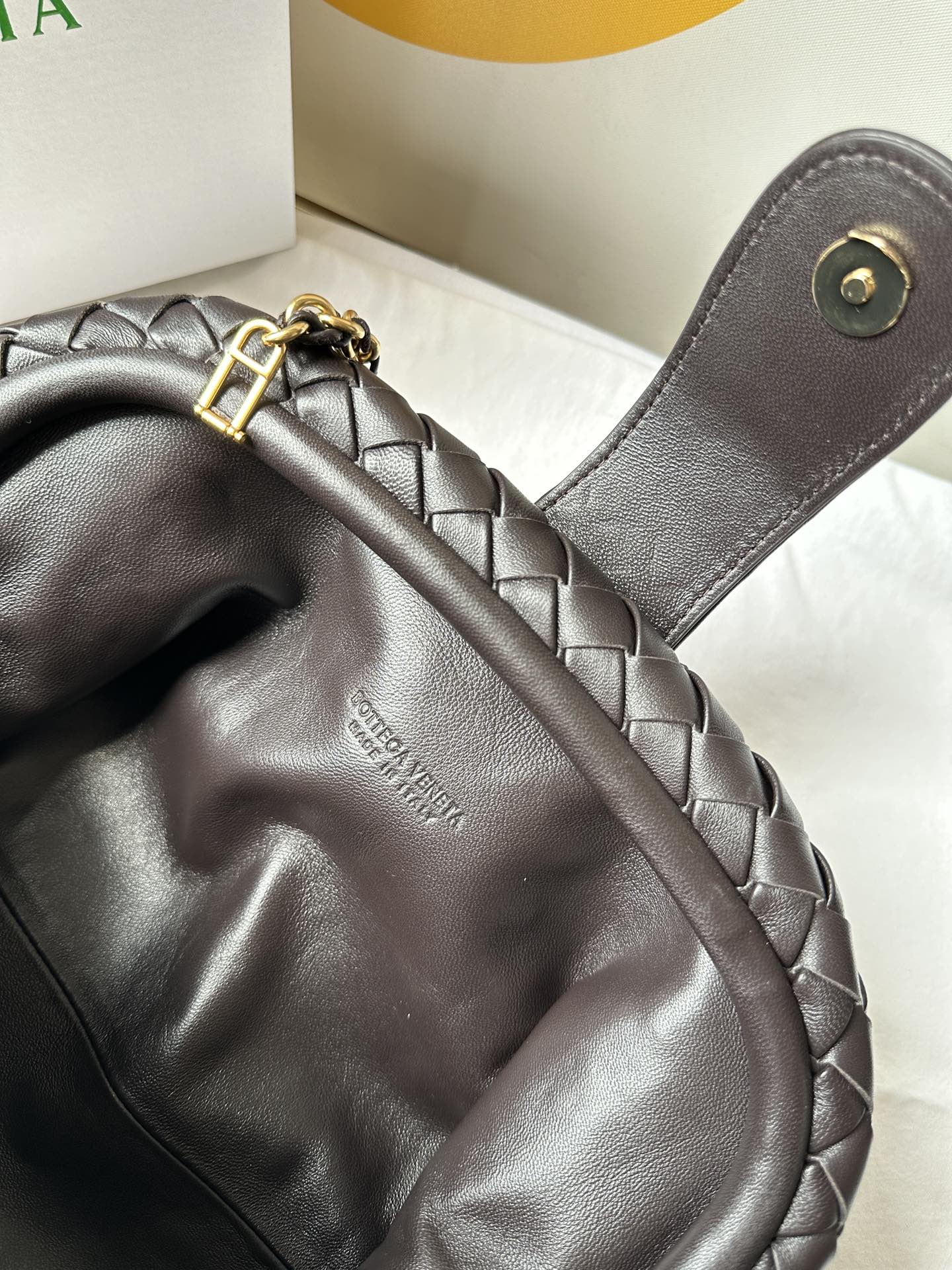b0tte*a Ven*ta lauren 1980 teen leather clutch-31.5*16.5*11cm