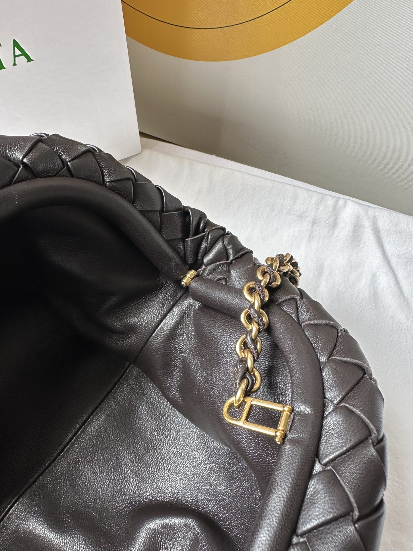 b0tte*a Ven*ta lauren 1980 teen leather clutch-31.5*16.5*11cm