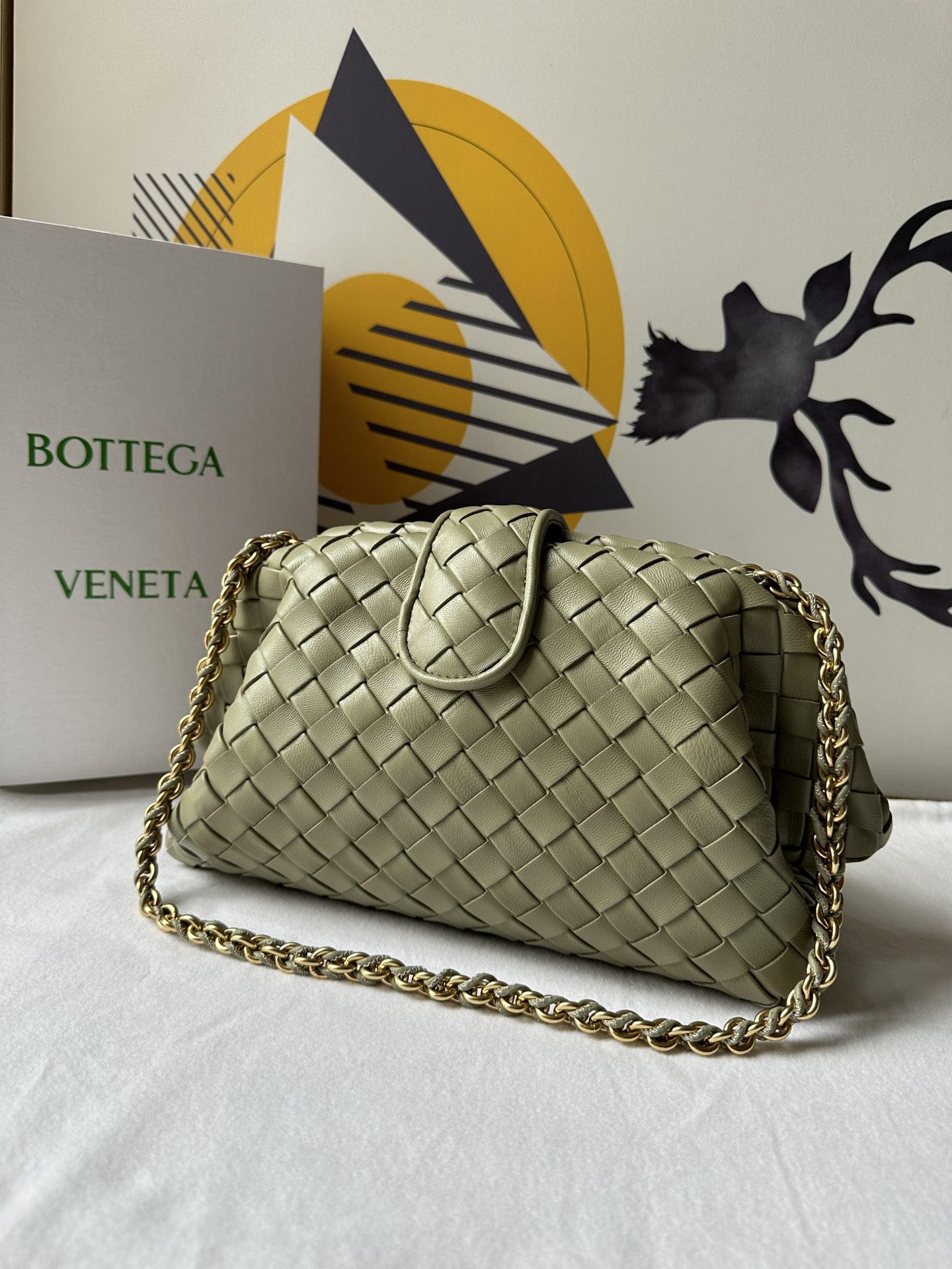 b0tte*a Ven*ta lauren 1980 teen leather clutch-31.5*16.5*11cm