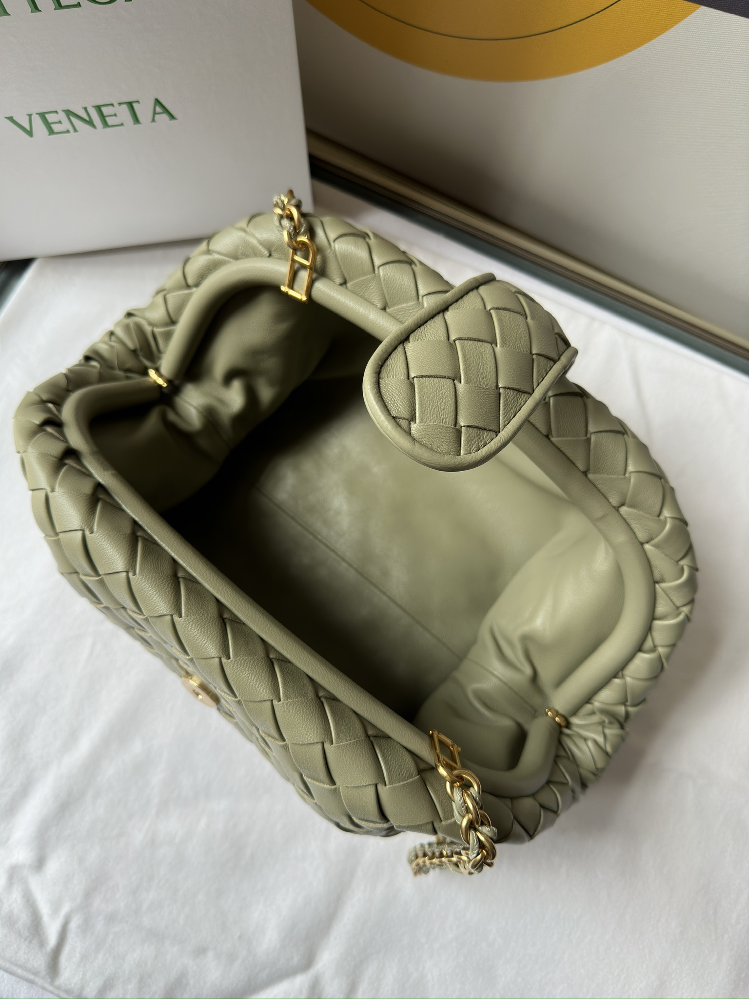 b0tte*a Ven*ta lauren 1980 teen leather clutch-31.5*16.5*11cm