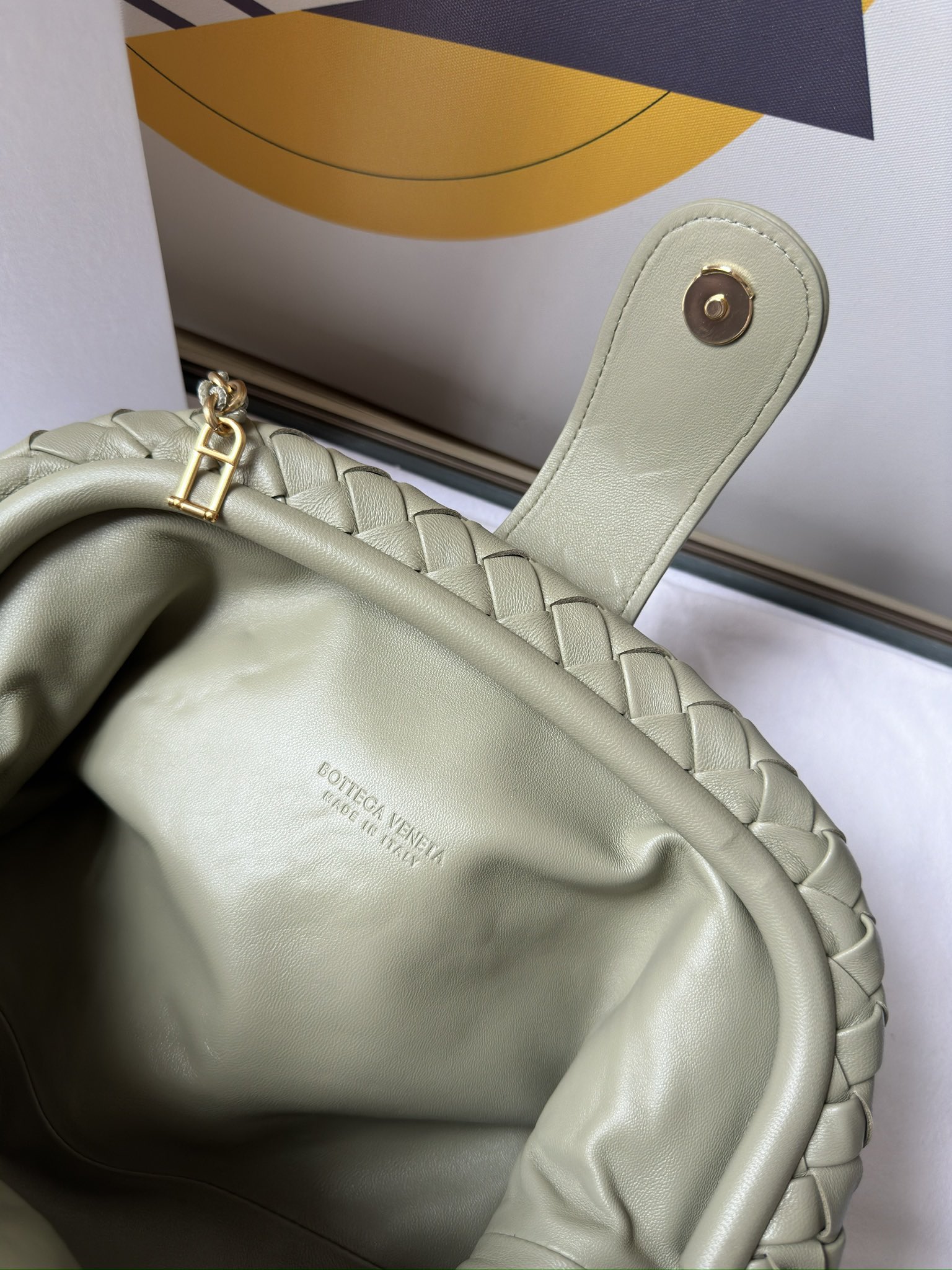 b0tte*a Ven*ta lauren 1980 teen leather clutch-31.5*16.5*11cm
