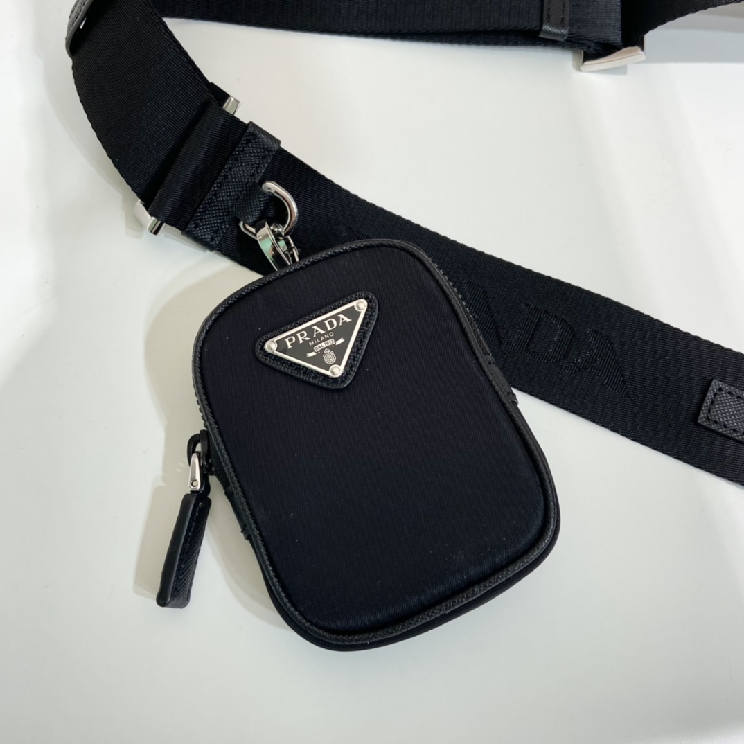 Pra*a re-nylon and saffiano leather bag-2vh120-25*18*4cm