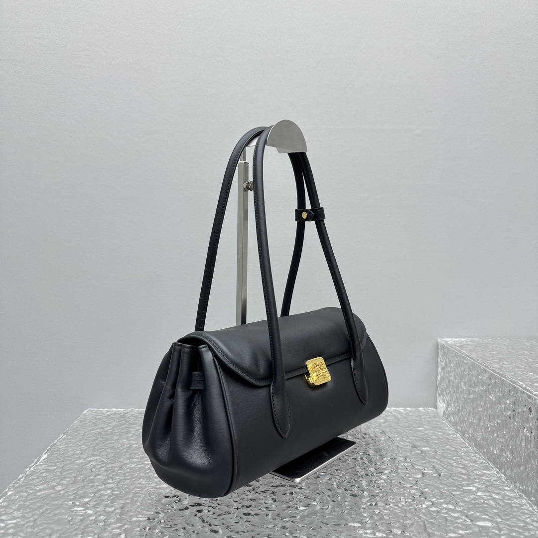 M1um1u leather shoulder bag -28.5*8*17cm