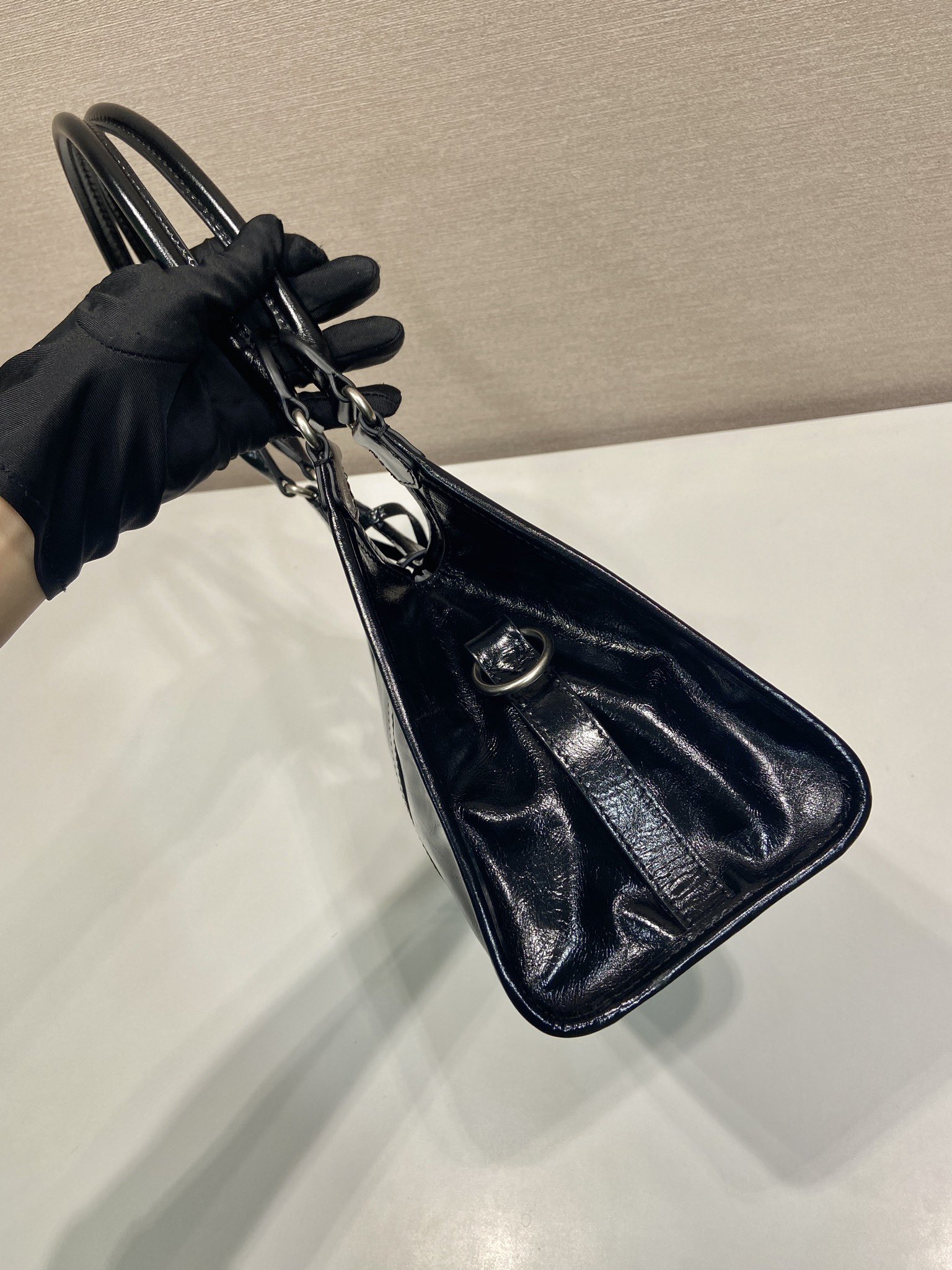 Pra*a leather tote bag-1bg563-30.5*17.5*9cm