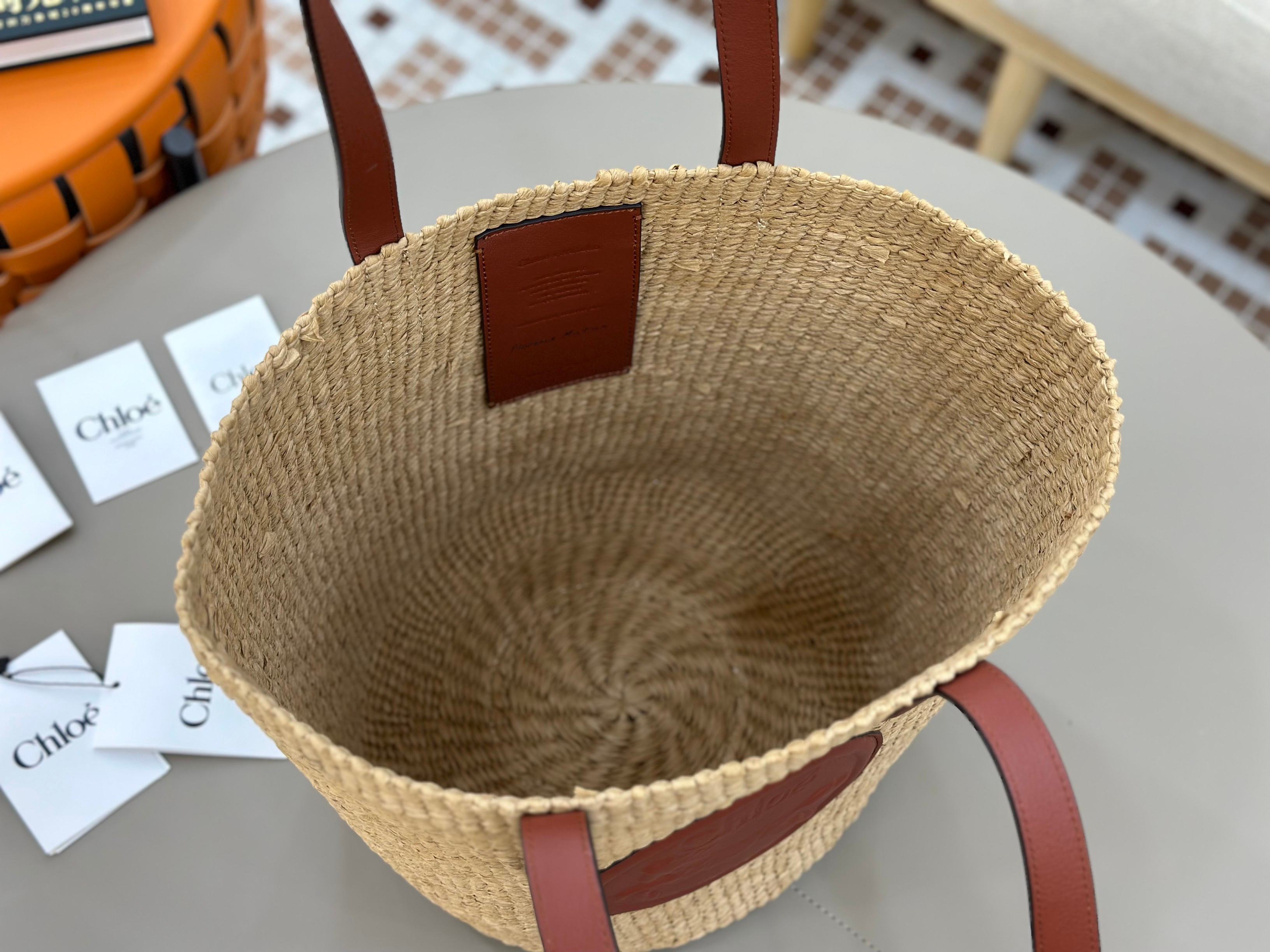 Chloé Horse Medal Basket In Natural Fibers-46*27*30CM
