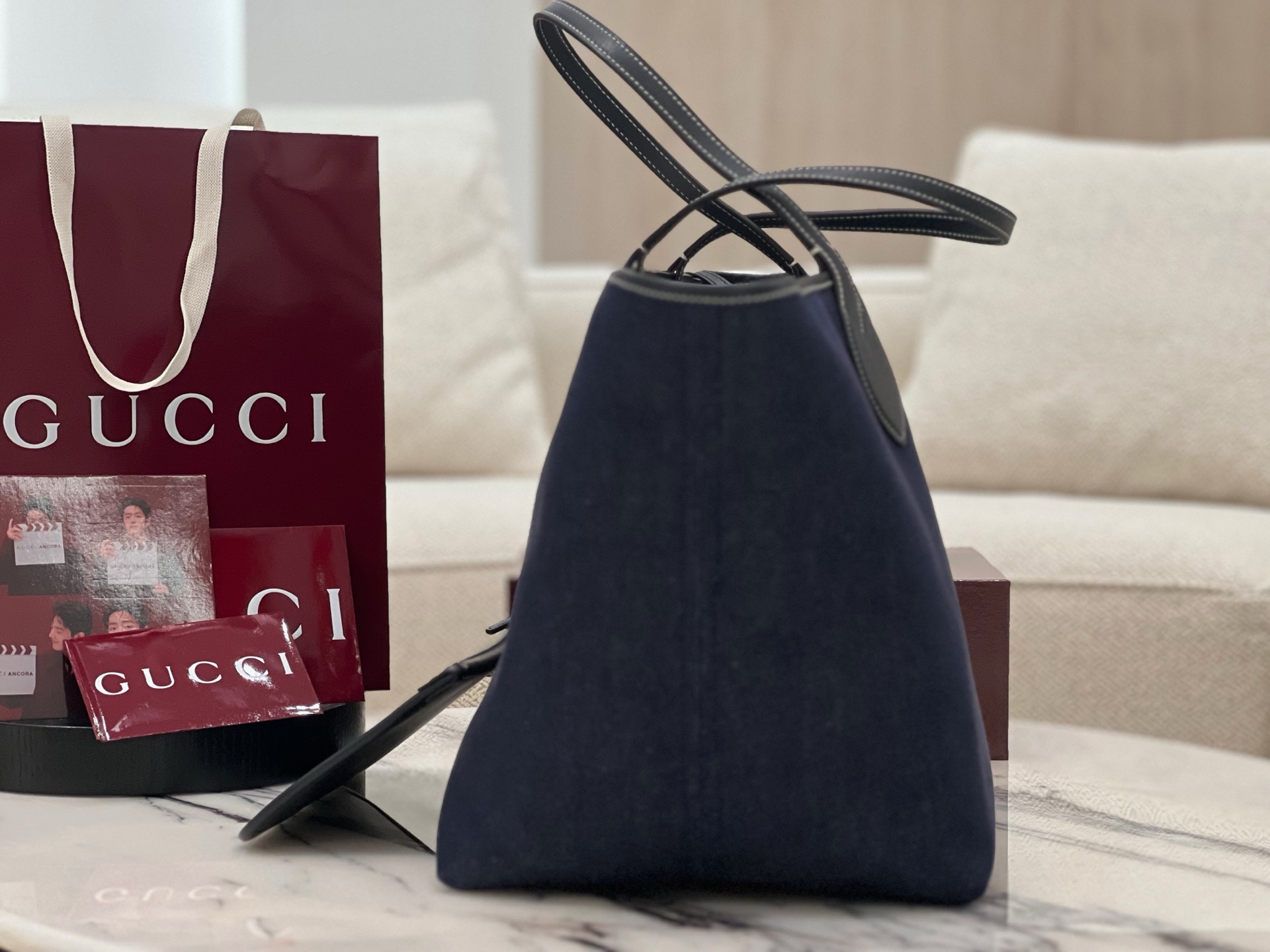 gv*c* totissima reversible tote in dark blue De*1m -30.5 × 28 × 27cm